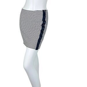 Madewell Eventide Navy Blue & White Striped Zipper Mini Skirt Size Small